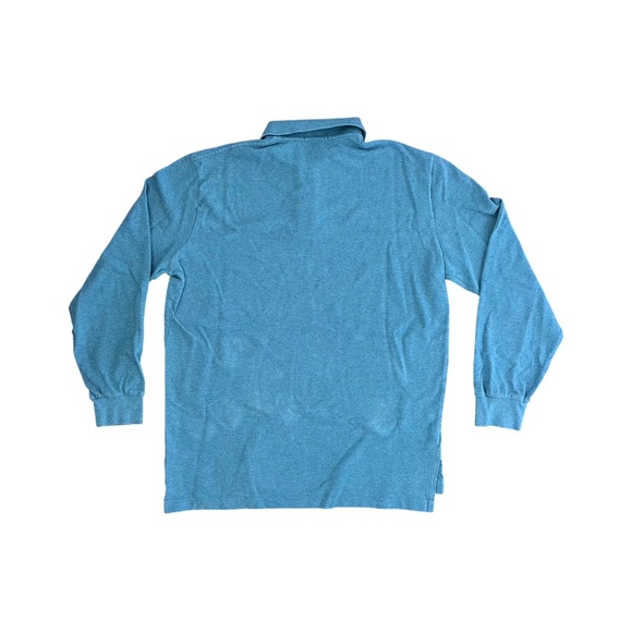 Polo Ralph Lauren Long Sleeve Polo Shirt Mens Sz L Blue Teal Color Orange Pony - Picture 4 of 9